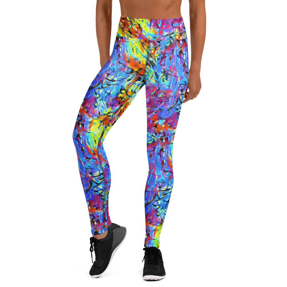 Electric Fervor on Yoga Leggings — Front