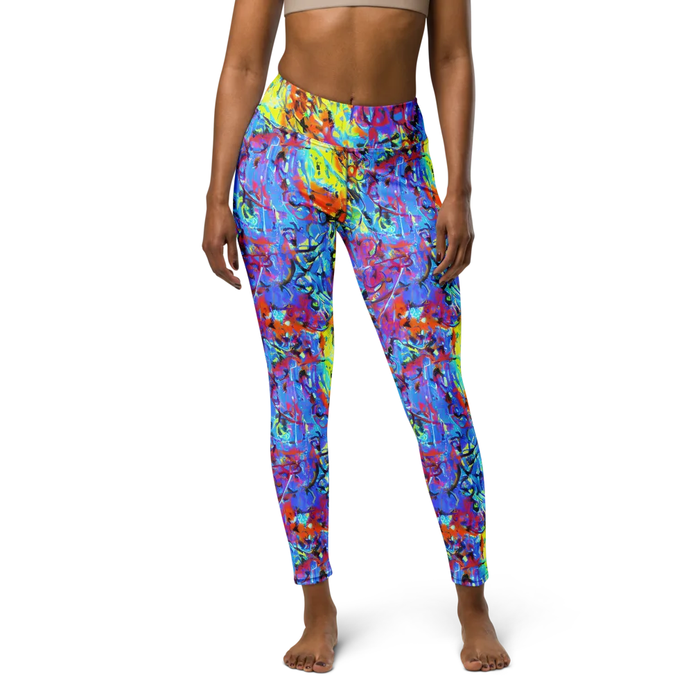 Electric Fervor on Yoga Leggings — Front
