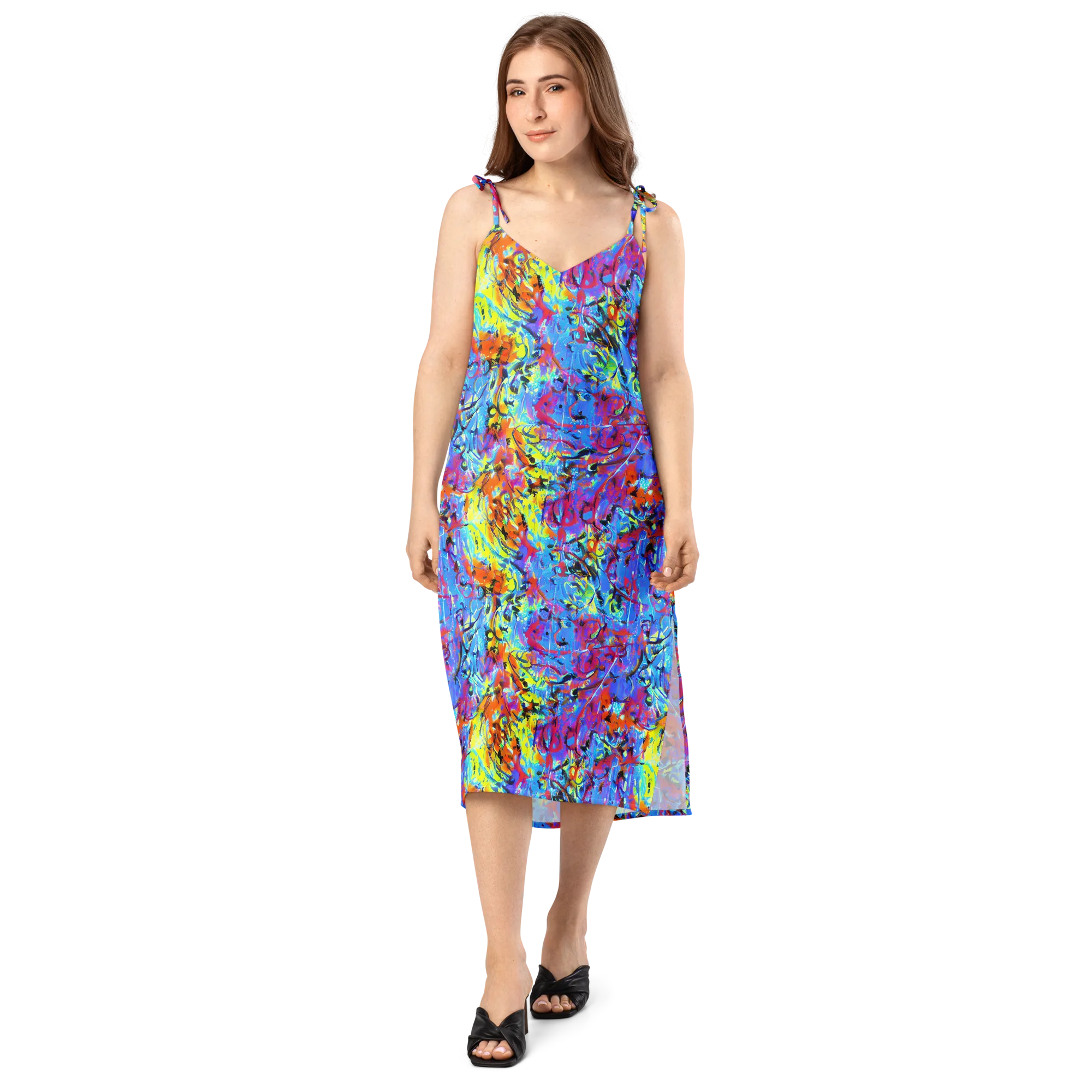 Electric Fervor on Slip Dress — Front