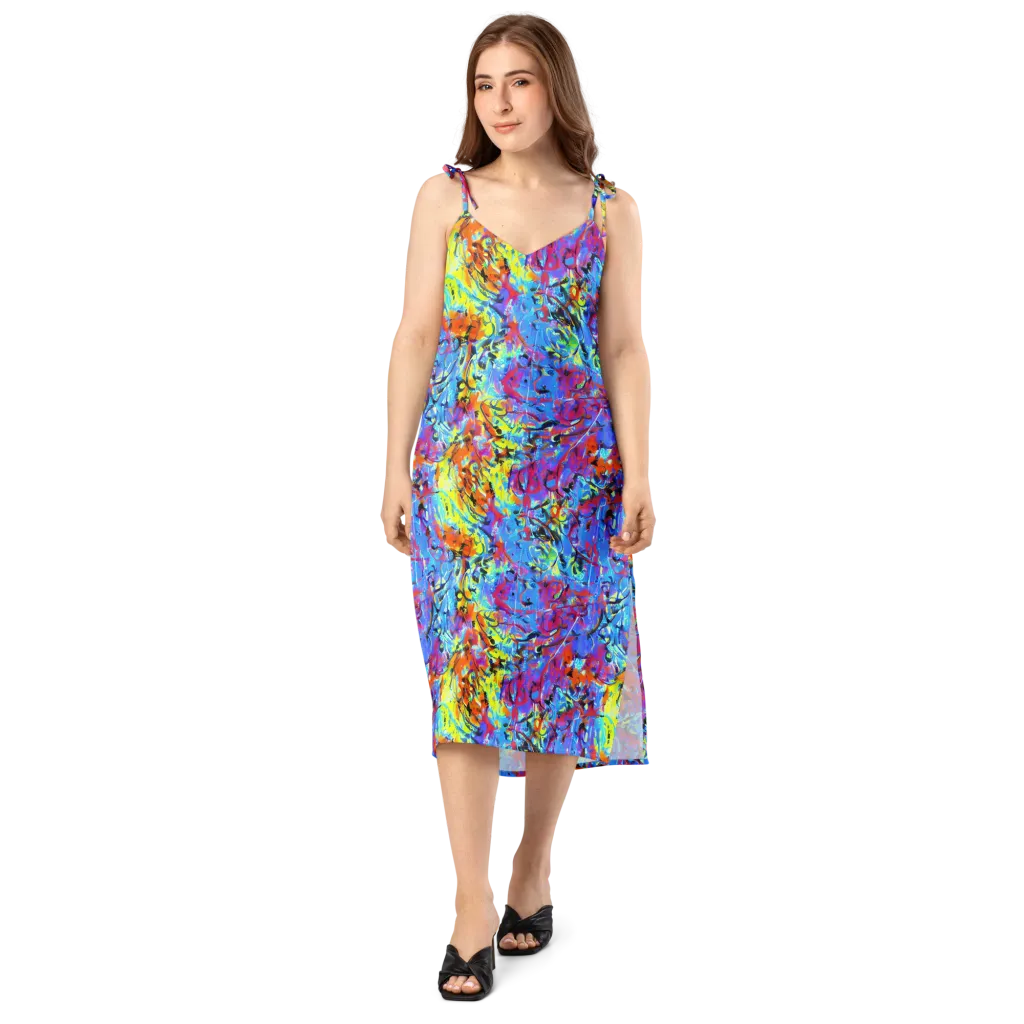 Electric Fervor on Slip Dress — Front