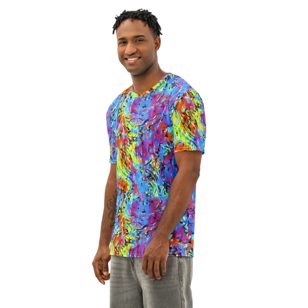 Electric Fervor on Men's Cotton Crew Neck T-Shirt — Left Front