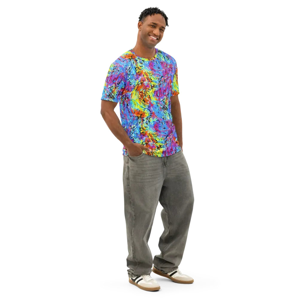 Electric Fervor on Men's Cotton Crew Neck T-Shirt — Right Front