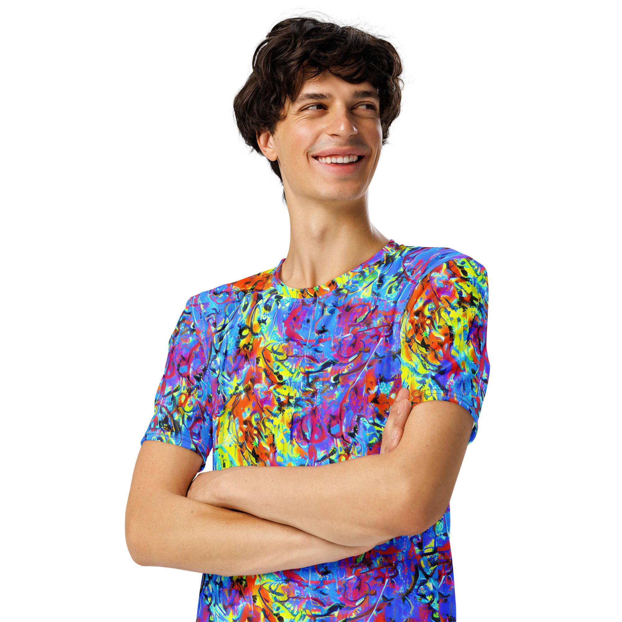 Electric Fervor on Men's Crew Neck T-Shirt — Left Front