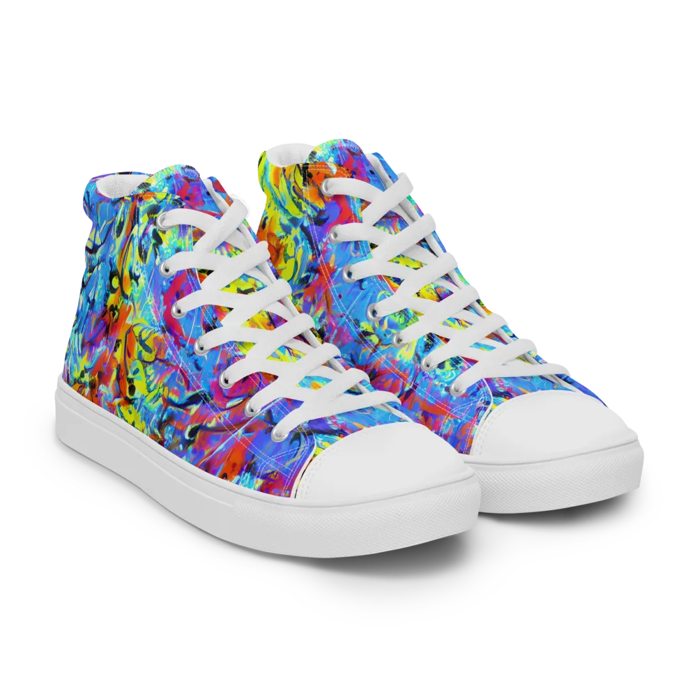 Electric Fervor on Men's High Top Canvas Shoes — Right Front