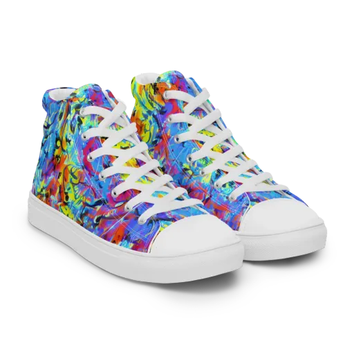 Electric Fervor on a Men's High Top Canvas Shoes