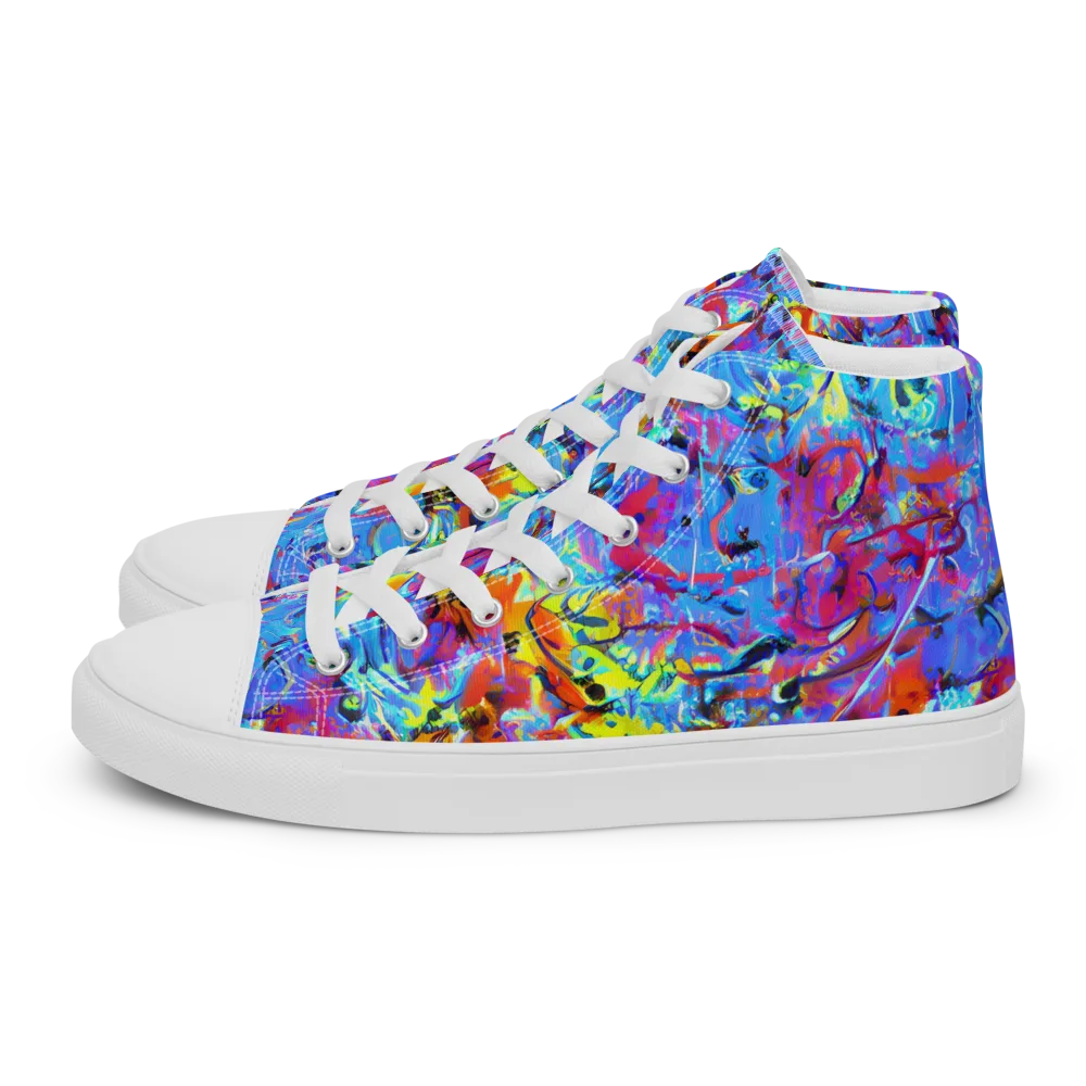 Electric Fervor on Men's High Top Canvas Shoes — Left