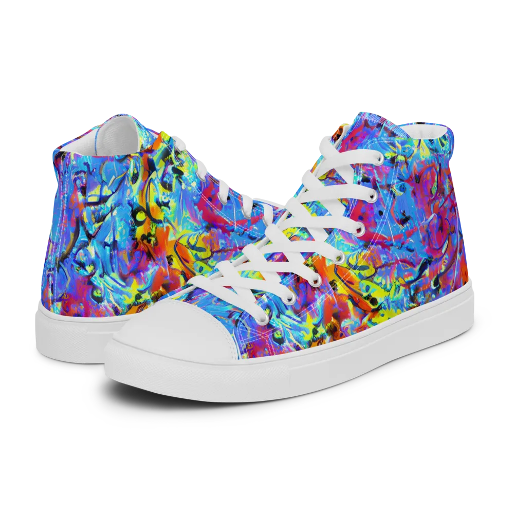 Electric Fervor on Men's High Top Canvas Shoes — Left