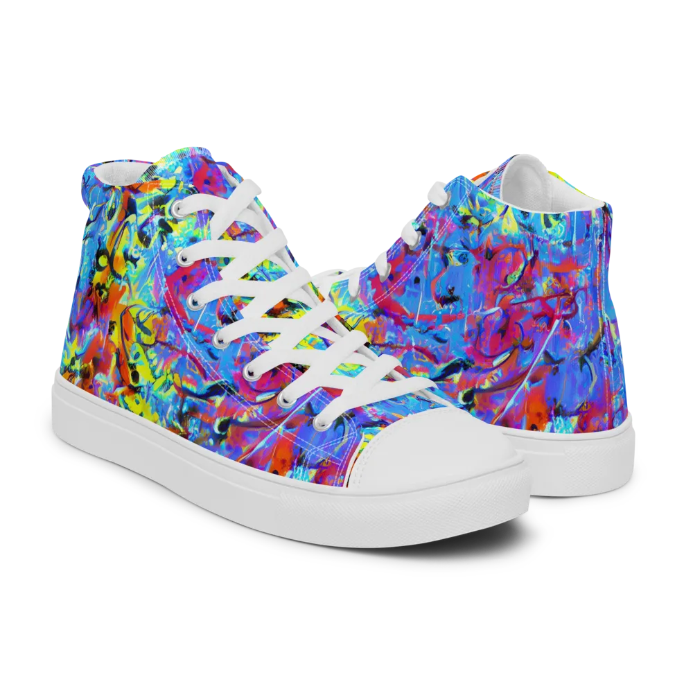 Electric Fervor on Men's High Top Canvas Shoes — Right