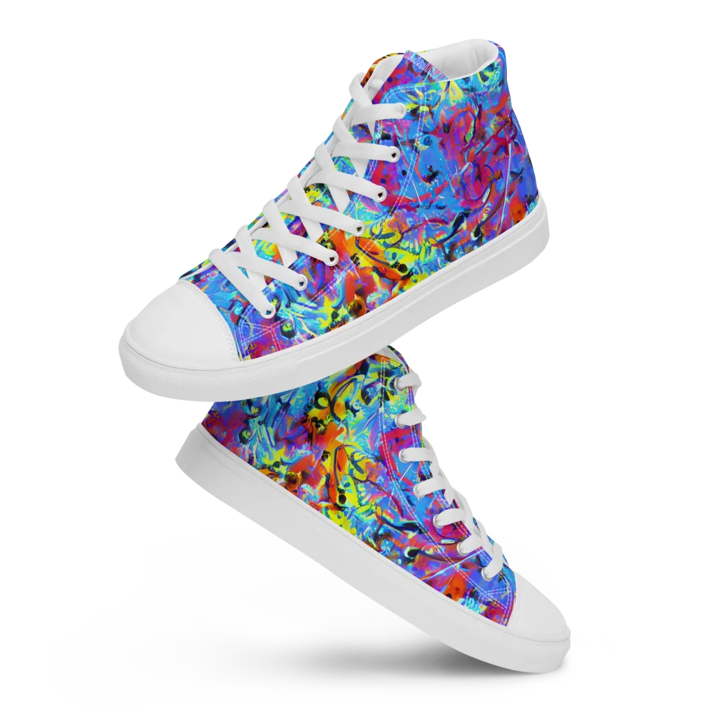 Electric Fervor on Men's High Top Canvas Shoes — Front