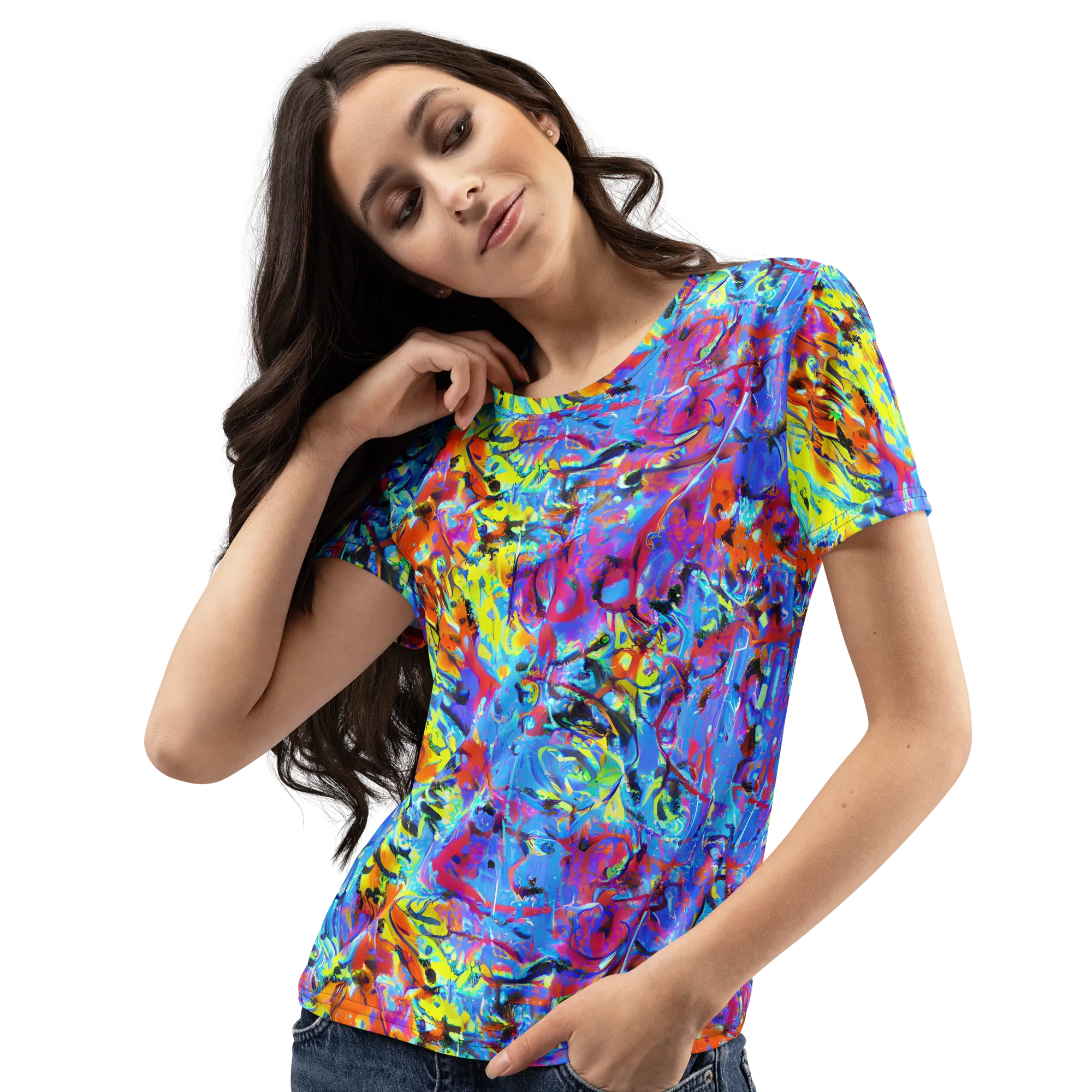 Electric Fervor on Women's Crew Neck T-Shirt — Left Front