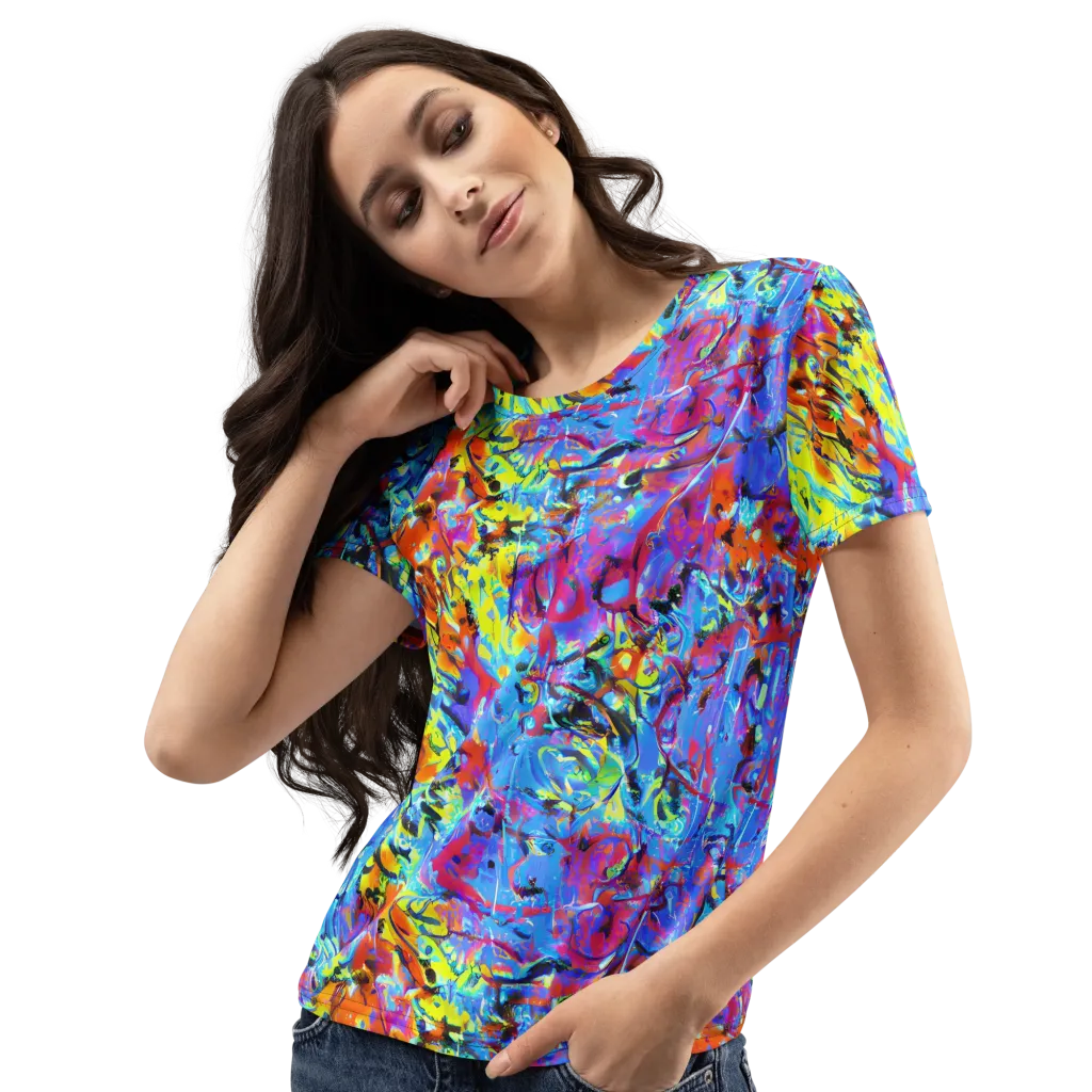 Electric Fervor on Women's Crew Neck T-Shirt — Left Front