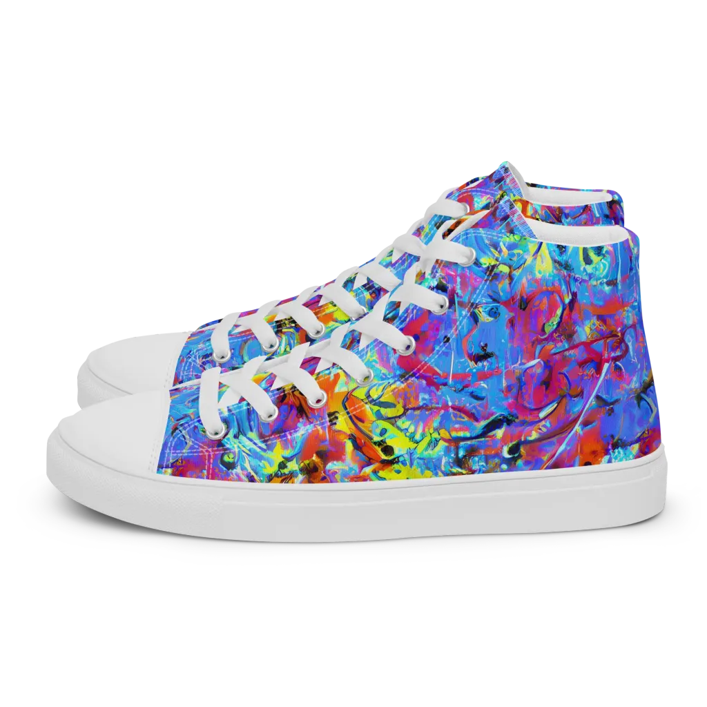Electric Fervor on Women's High Top Canvas Shoes — Left
