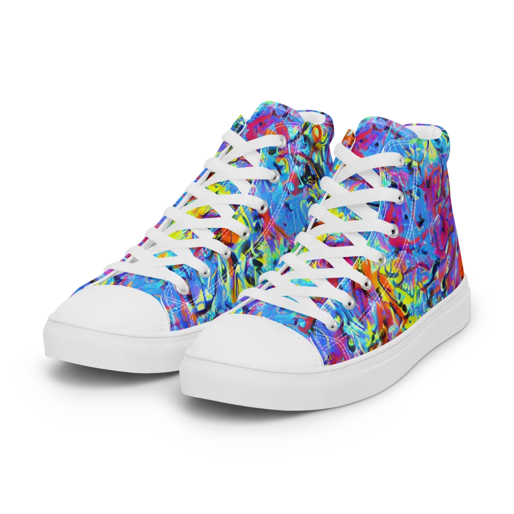 Electric Fervor on Women's High Top Canvas Shoes — Left Front