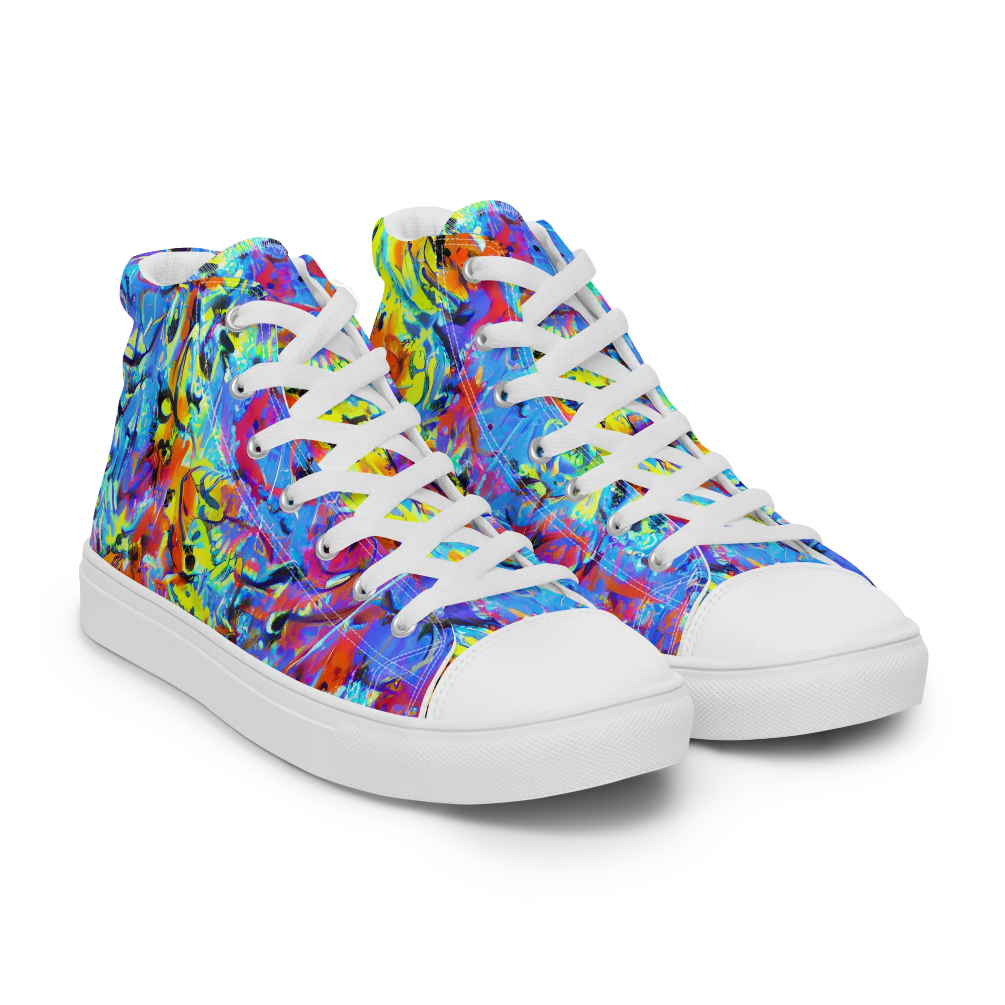 Electric Fervor on Women's High Top Canvas Shoes — Right Front