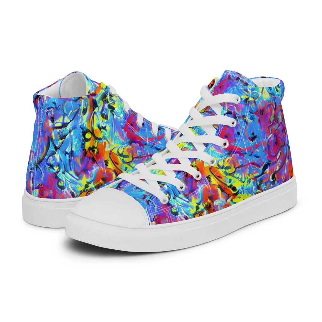 Electric Fervor on Women's High Top Canvas Shoes — Left
