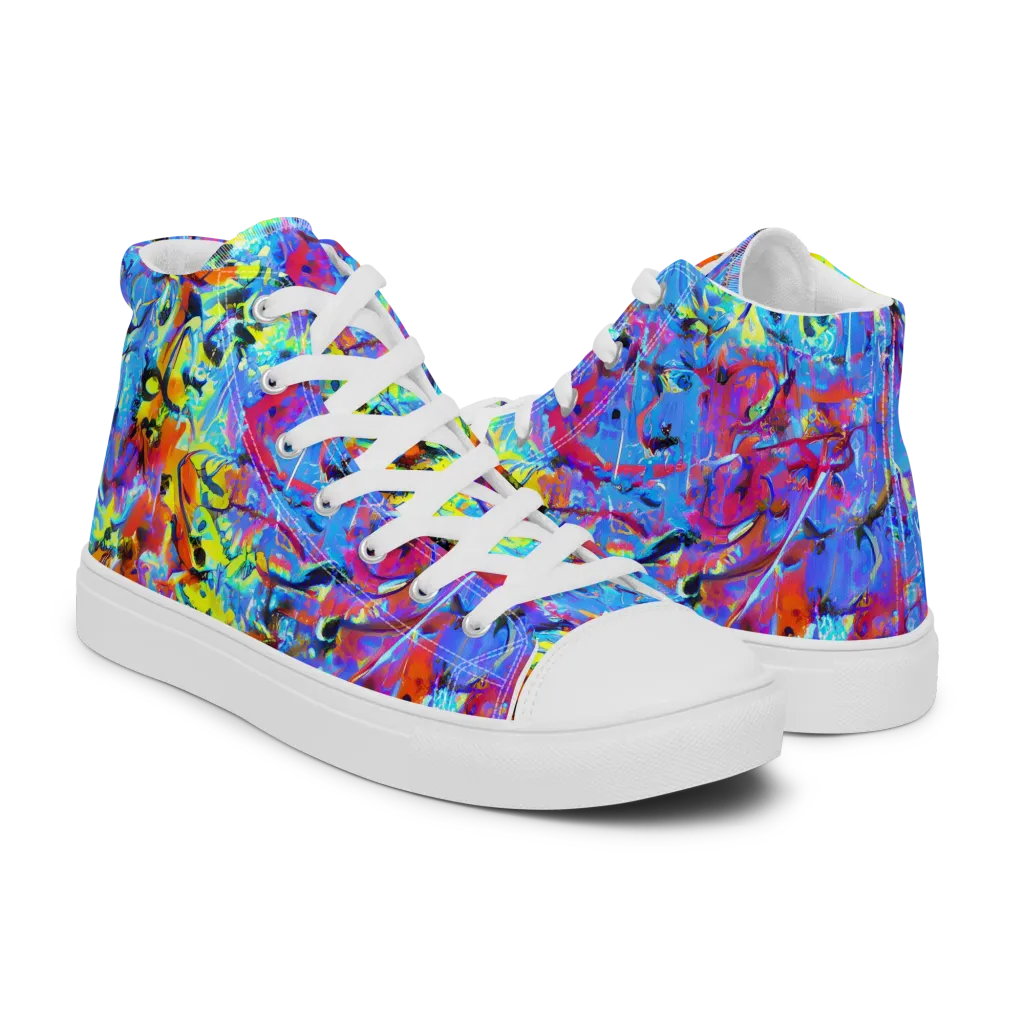 Electric Fervor on Women's High Top Canvas Shoes — Right