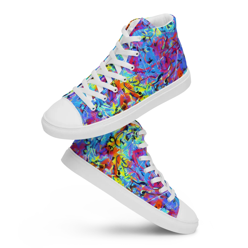 Electric Fervor on Women's High Top Canvas Shoes — Front