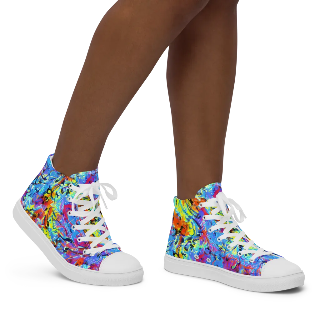 Electric Fervor on Women's High Top Canvas Shoes — Right
