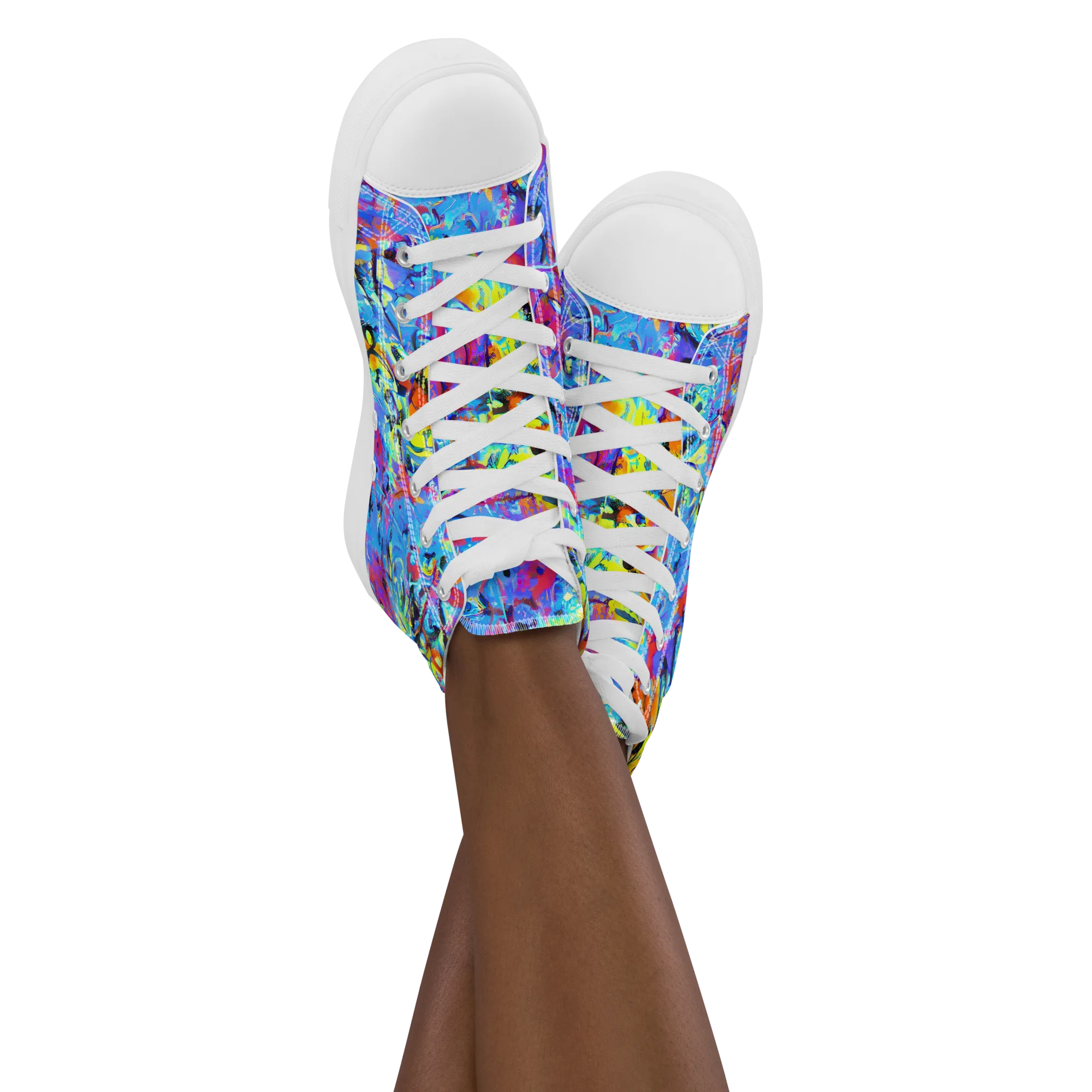 Electric Fervor on Women's High Top Canvas Shoes — Front