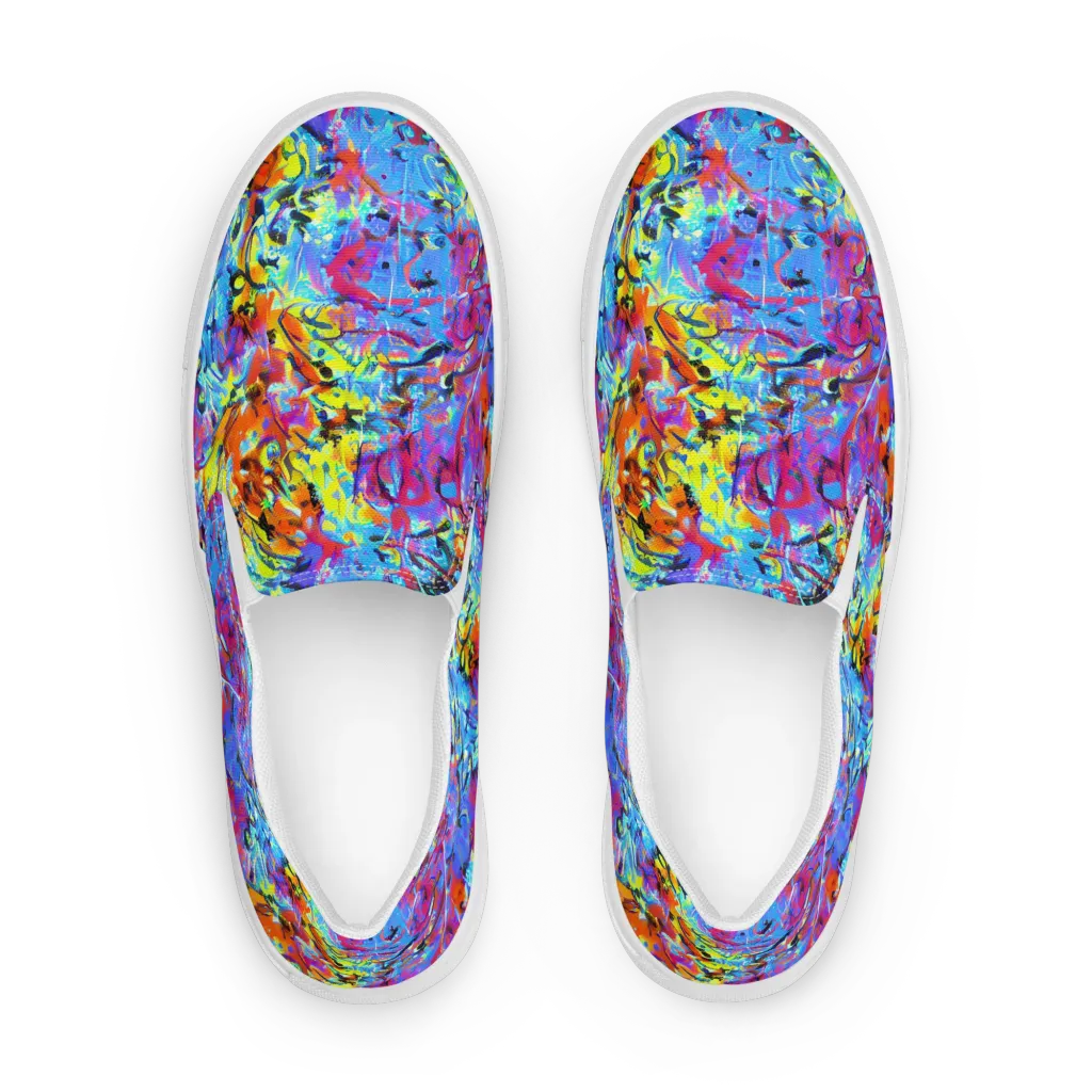 Electric Fervor on Men's Slip-On Canvas Shoes — Front