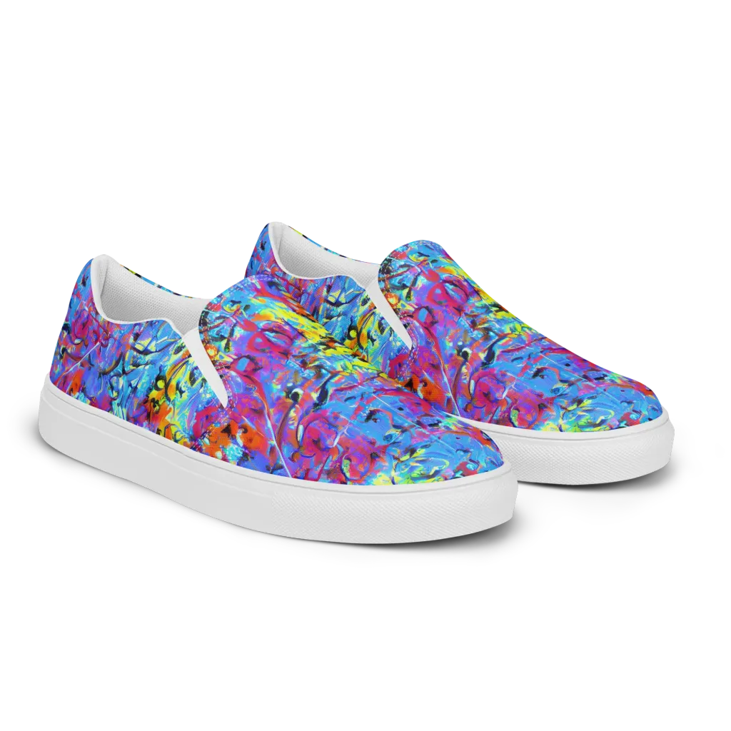 Electric Fervor on Men's Slip-On Canvas Shoes — Right Front