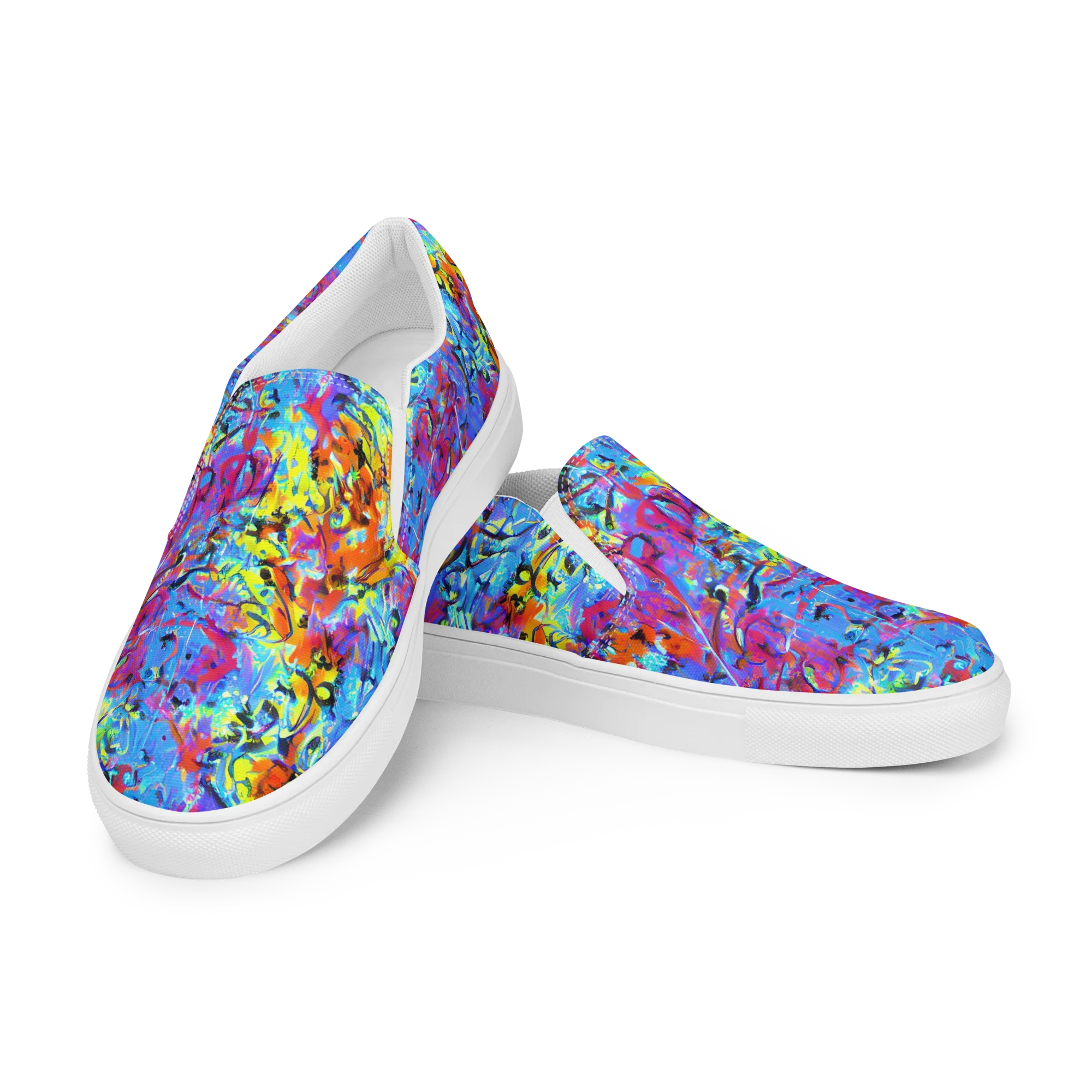 Electric Fervor on Men's Slip-On Canvas Shoes — Left Front