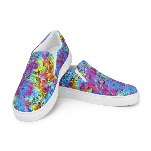 Electric Fervor on a Men's Slip-On Canvas Shoes