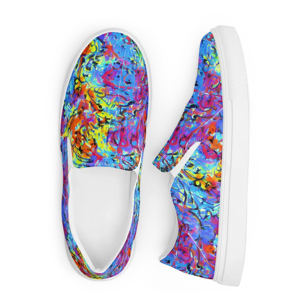 Electric Fervor on Men's Slip-On Canvas Shoes — Front