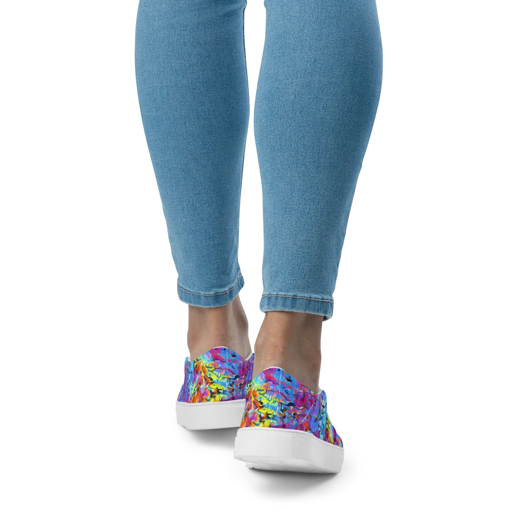 Electric Fervor on Women's Slip-On Canvas Shoes — Back