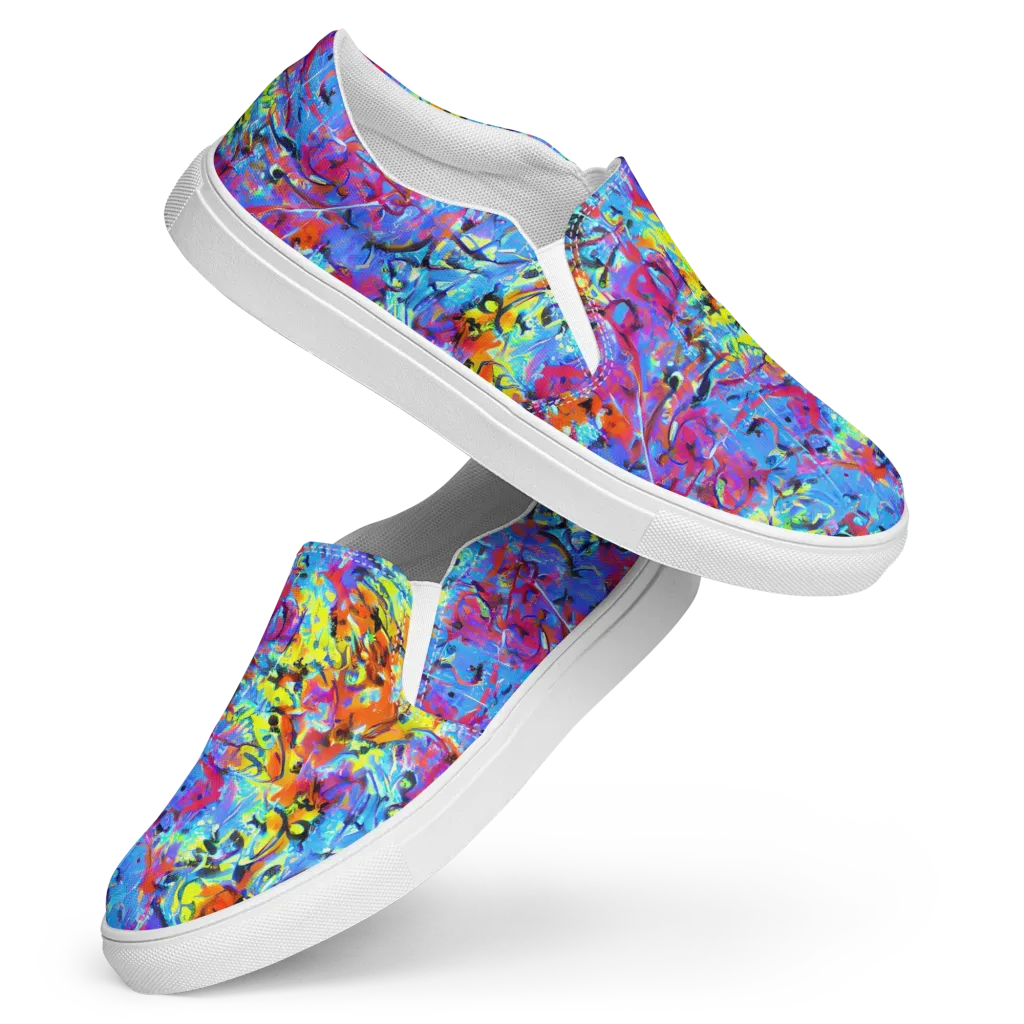 Electric Fervor on Women's Slip-On Canvas Shoes — Front