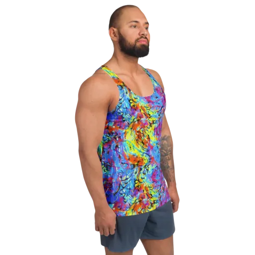 Electric Fervor on a Men's Tank Top