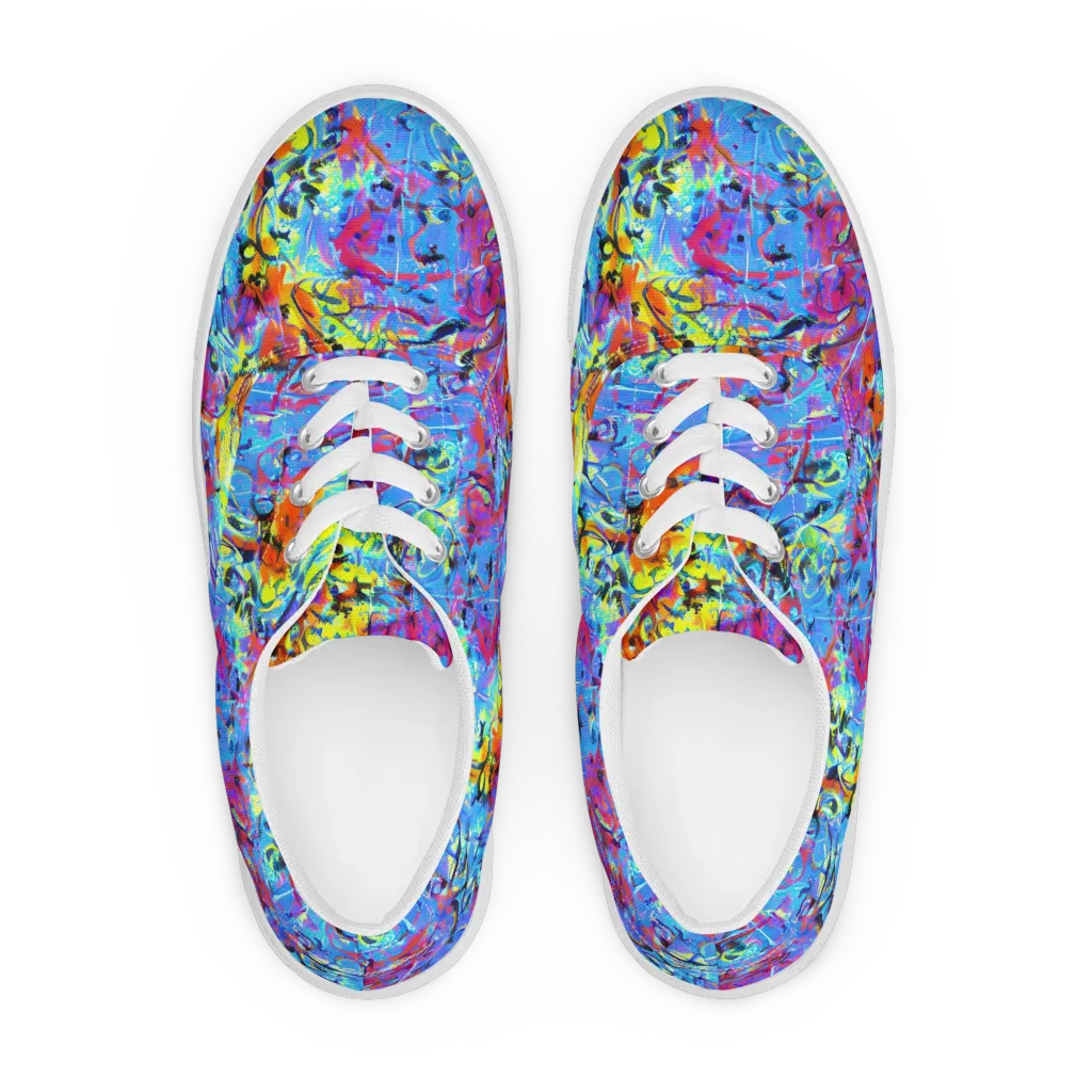 Electric Fervor on Men's Lace-Up Canvas Shoes — Front