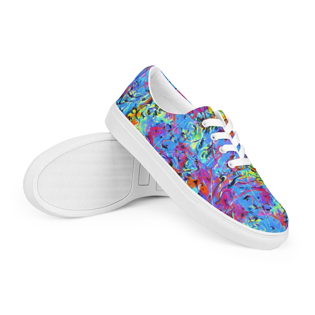 Electric Fervor on Men's Lace-Up Canvas Shoes — Right Front