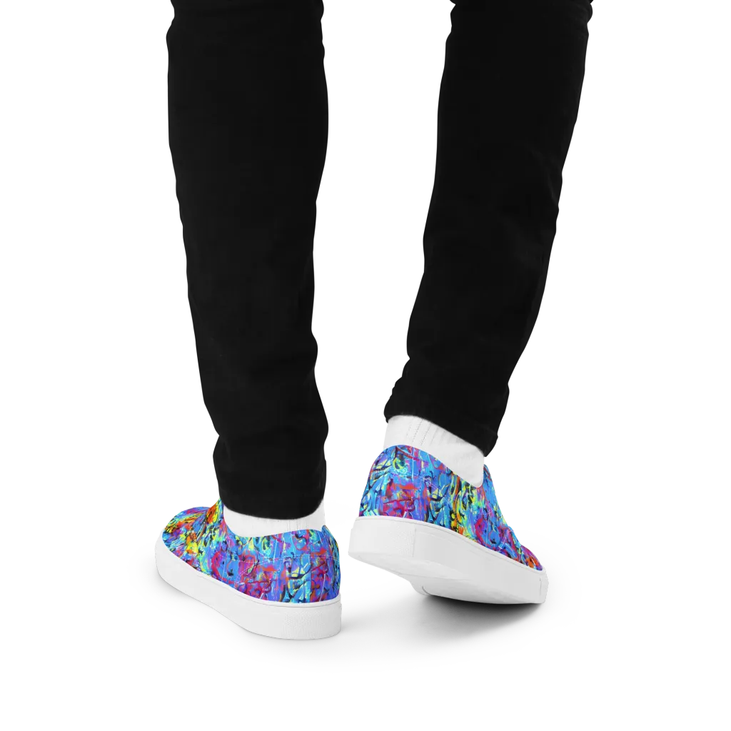 Electric Fervor on Men's Lace-Up Canvas Shoes — Back