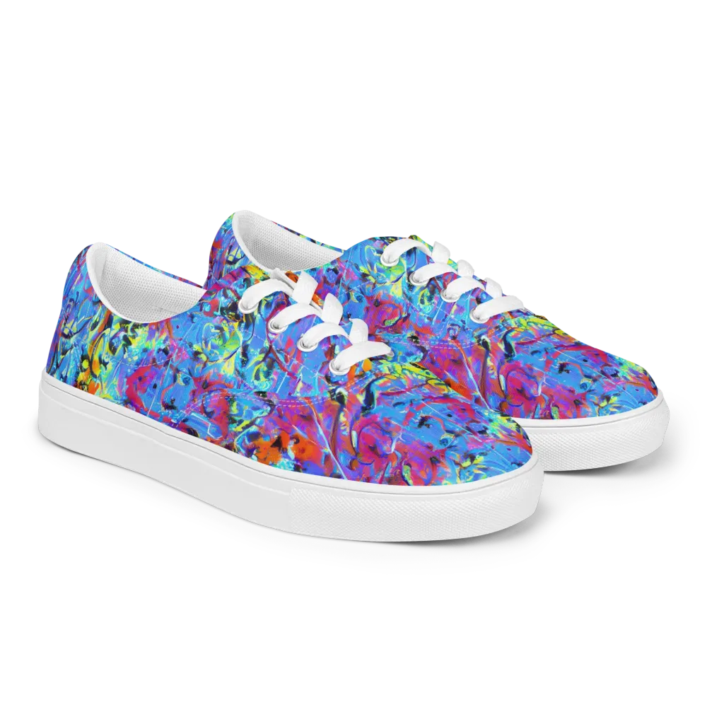 Electric Fervor on Men's Lace-Up Canvas Shoes — Right Front