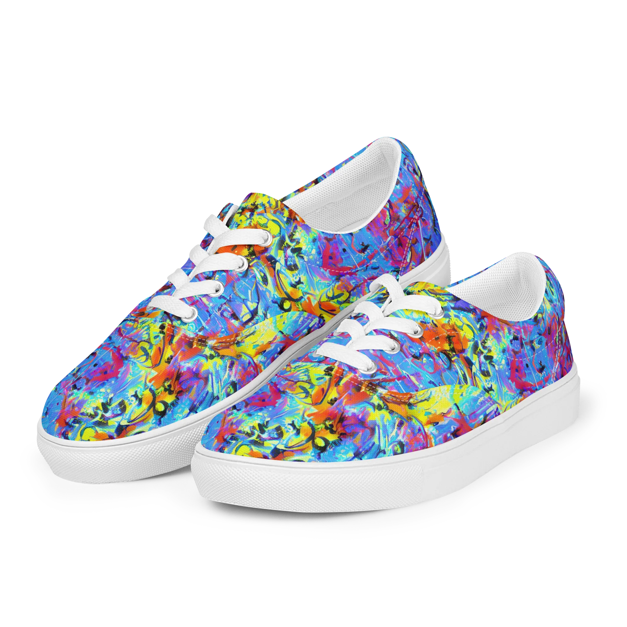 Electric Fervor on Men's Lace-Up Canvas Shoes — Left Front