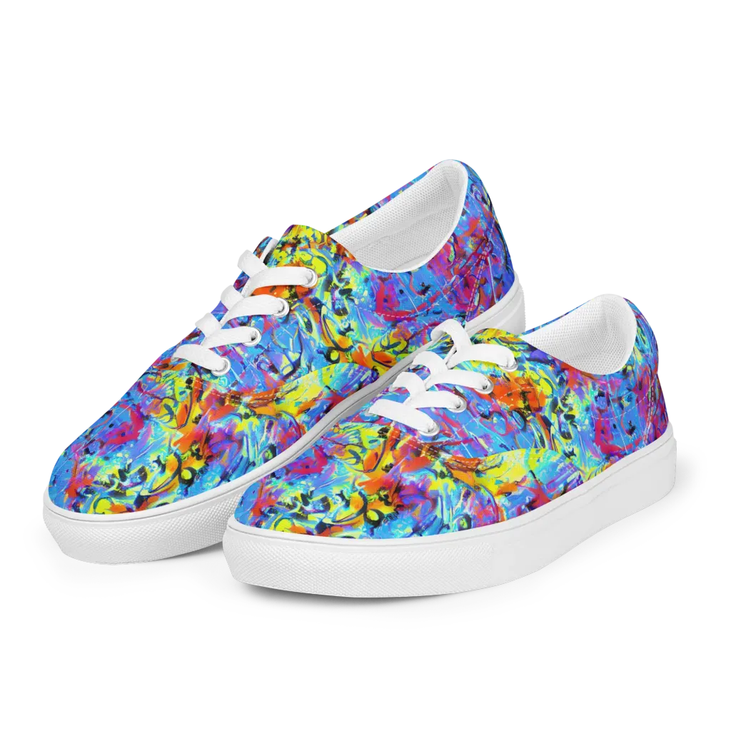 Electric Fervor on Men's Lace-Up Canvas Shoes — Left Front