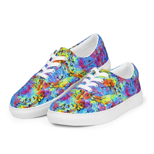 Electric Fervor on a Men's Lace-Up Canvas Shoes