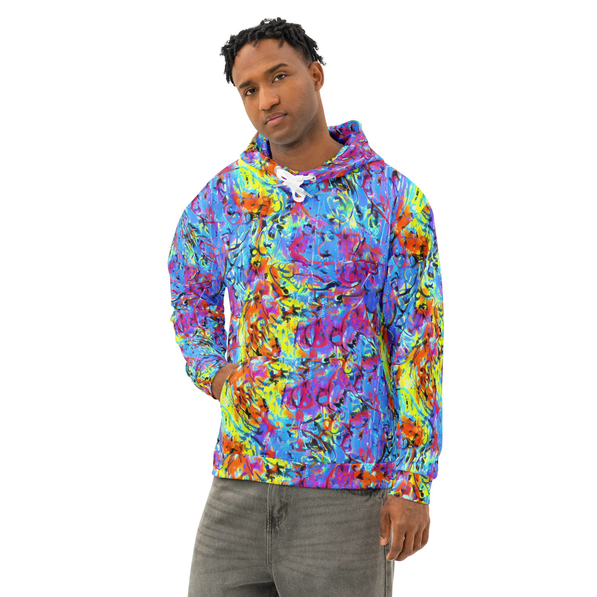 Electric Fervor on Cotton Hoodie — Left Front