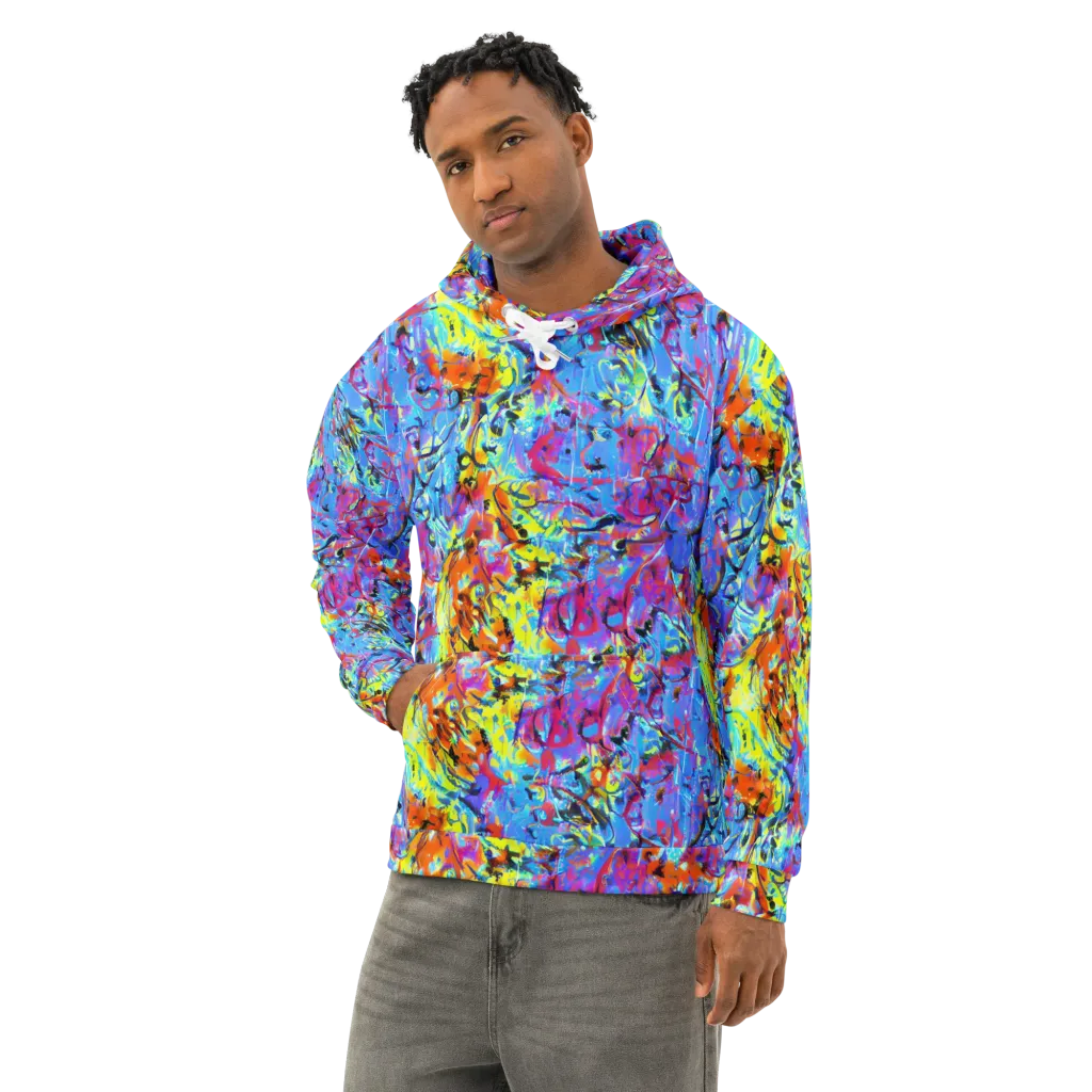 Electric Fervor on Cotton Hoodie — Left Front