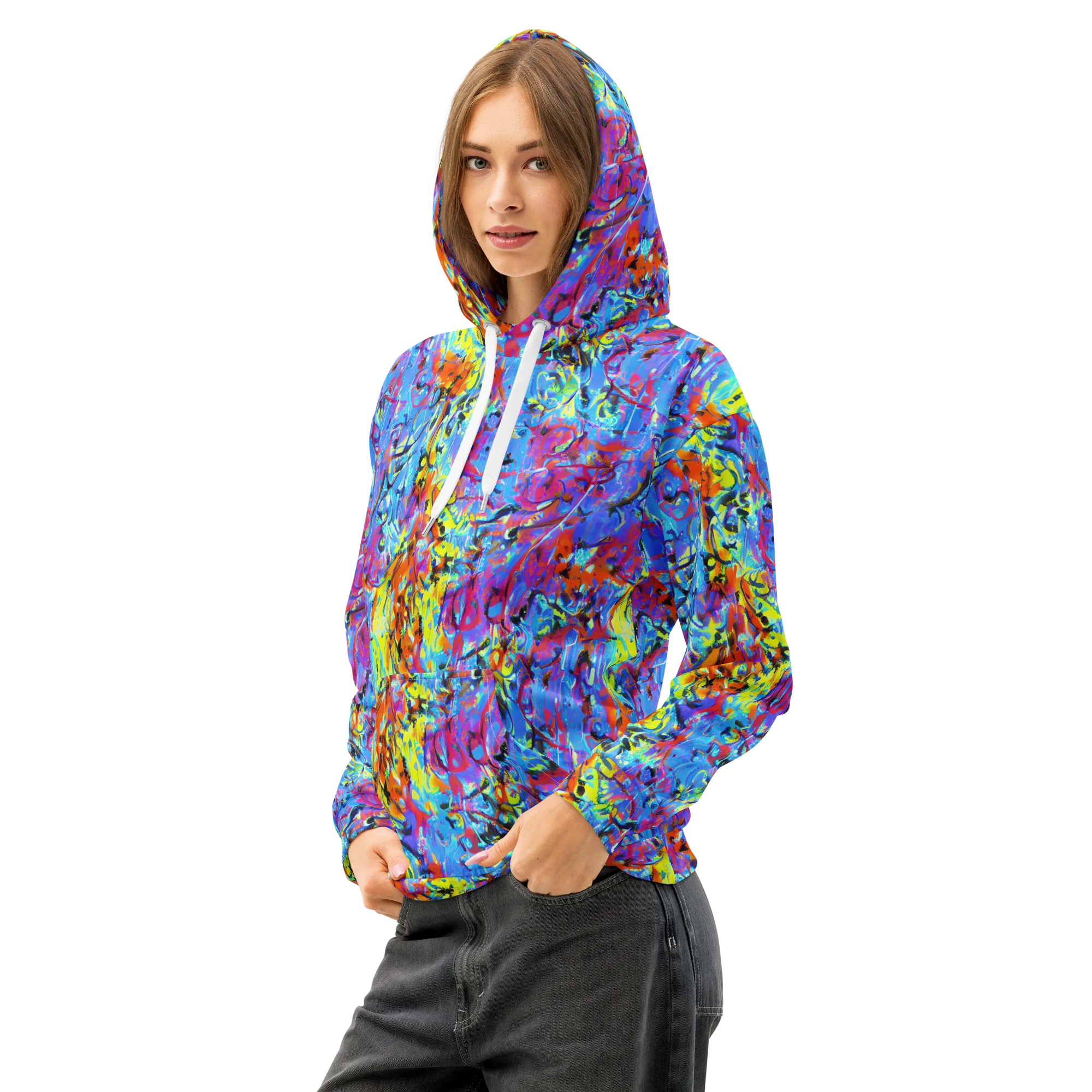 Electric Fervor on Cotton Hoodie — Left Front