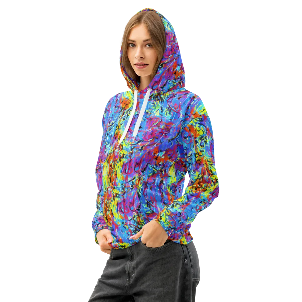 Electric Fervor on Cotton Hoodie — Left Front