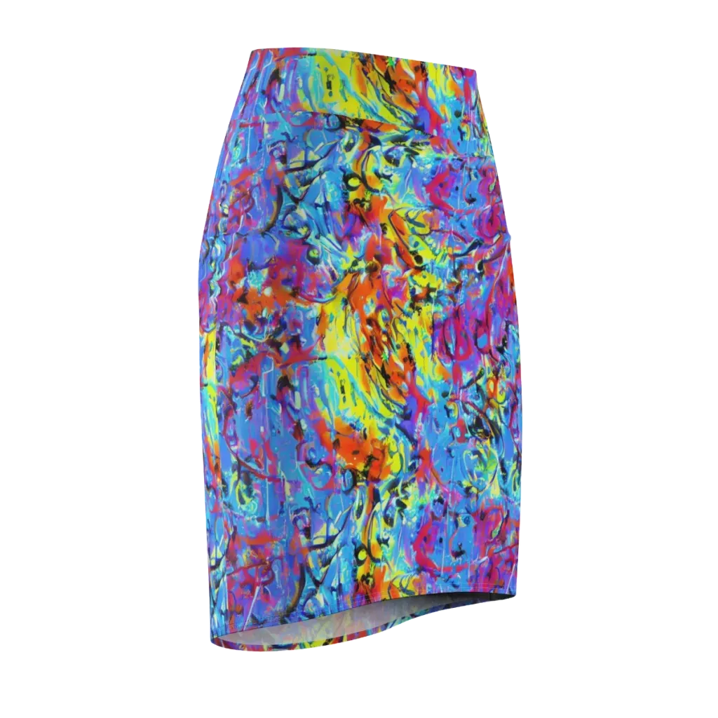Electric Fervor on Pencil Skirt — Front Side
