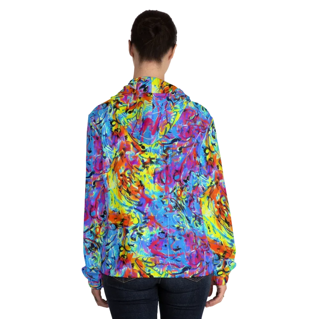 Electric Fervor on Women's Full-Zip Hoodie — Back On Person