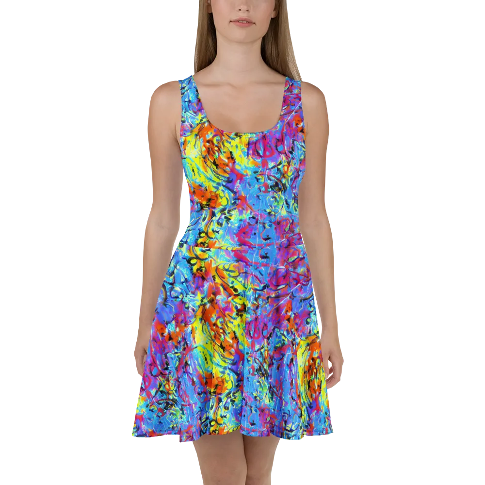 Electric Fervor on Skater Dress — Front