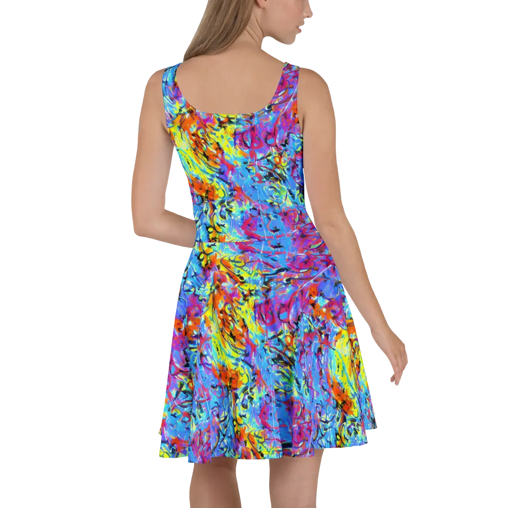 Electric Fervor on Skater Dress — Back