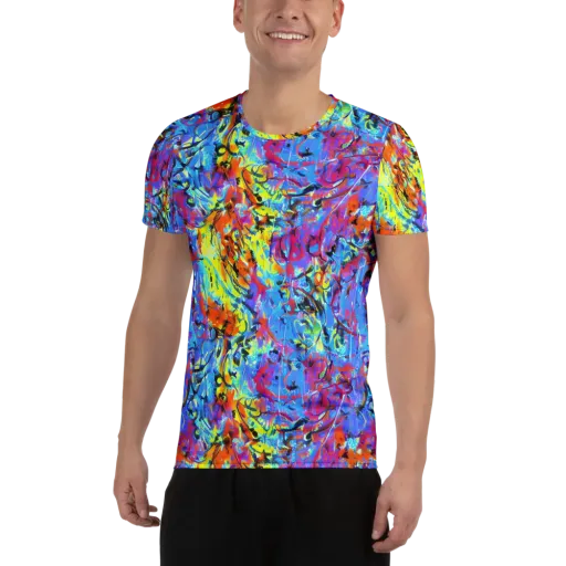 Electric Fervor on a Men's Athletic T-Shirt
