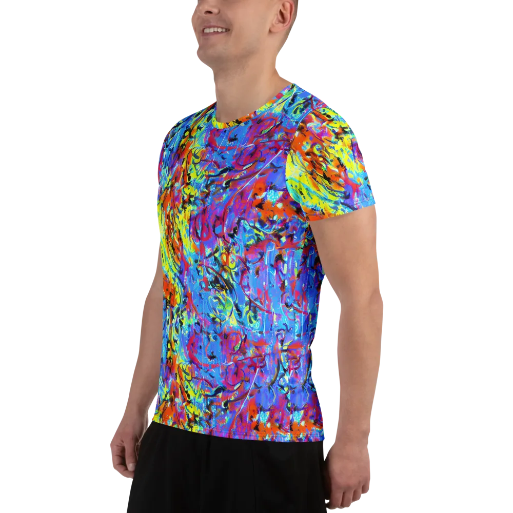 Electric Fervor on Men's Athletic T-Shirt — Left