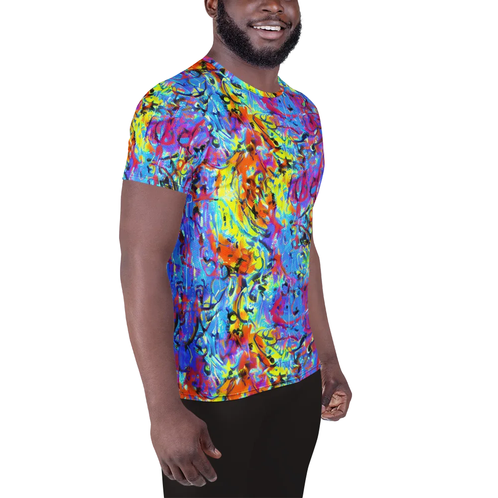 Electric Fervor on Men's Athletic T-Shirt — Right