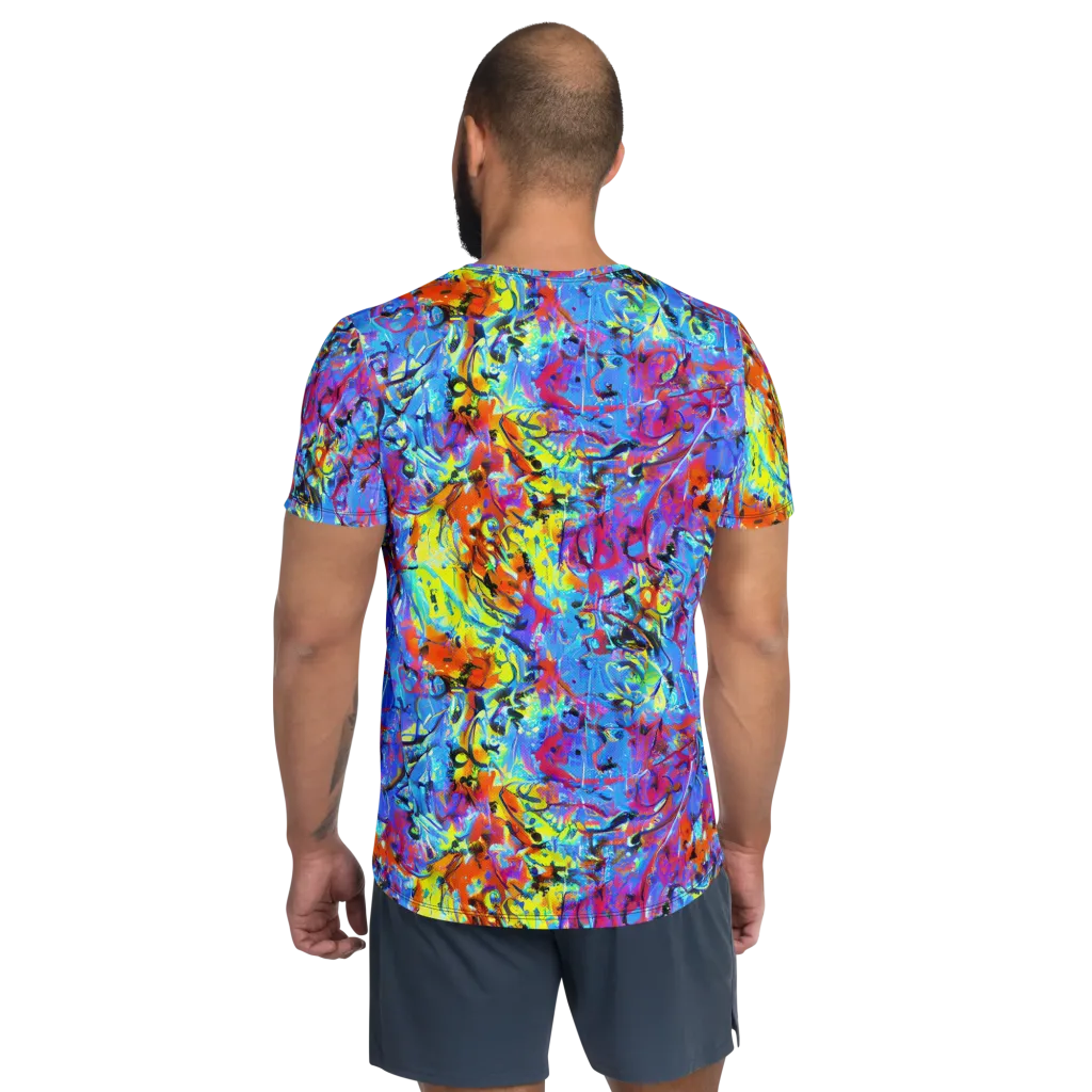 Electric Fervor on Men's Athletic T-Shirt — Back